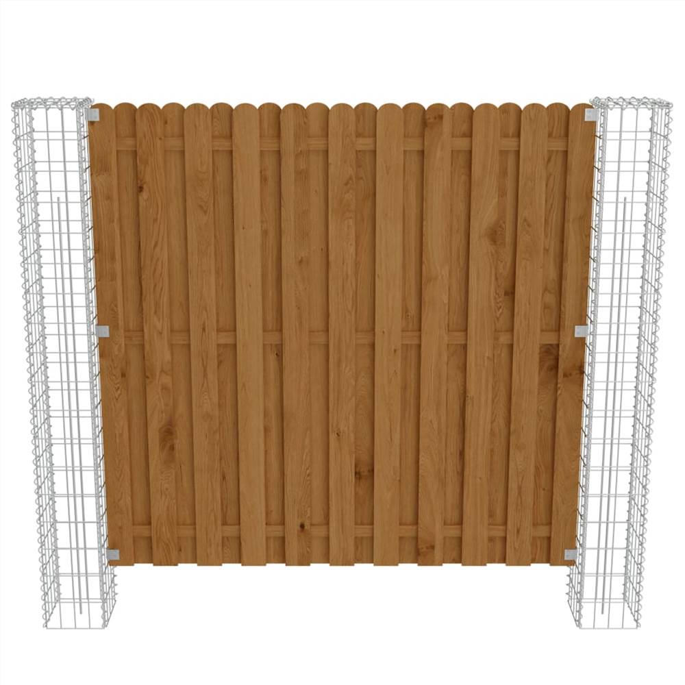 Garden Fence Panel with Gabion Posts Pinewood 180x180 cm