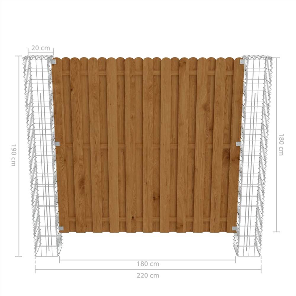 Garden Fence Panel with Gabion Posts Pinewood 180x180 cm