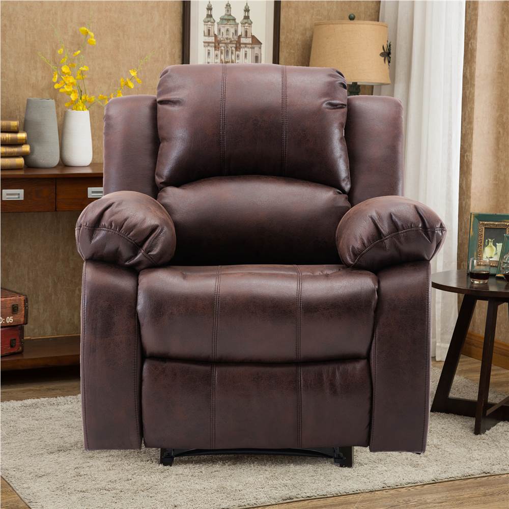 Air Leather Recliner with Reclining Backrest Brown