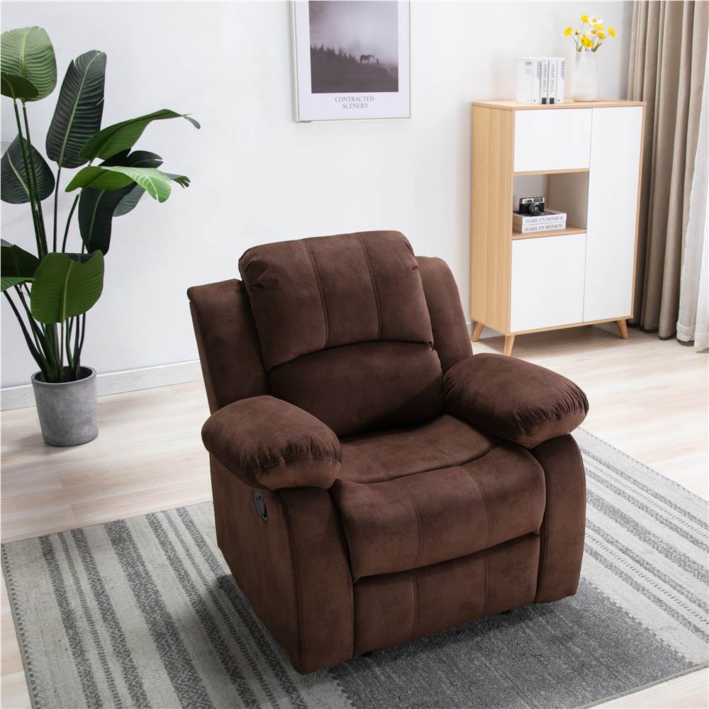 

Velvet Recliner with Armrests and Reclining Backrest for Living Room, Bedroom, Theater, Office - Brown