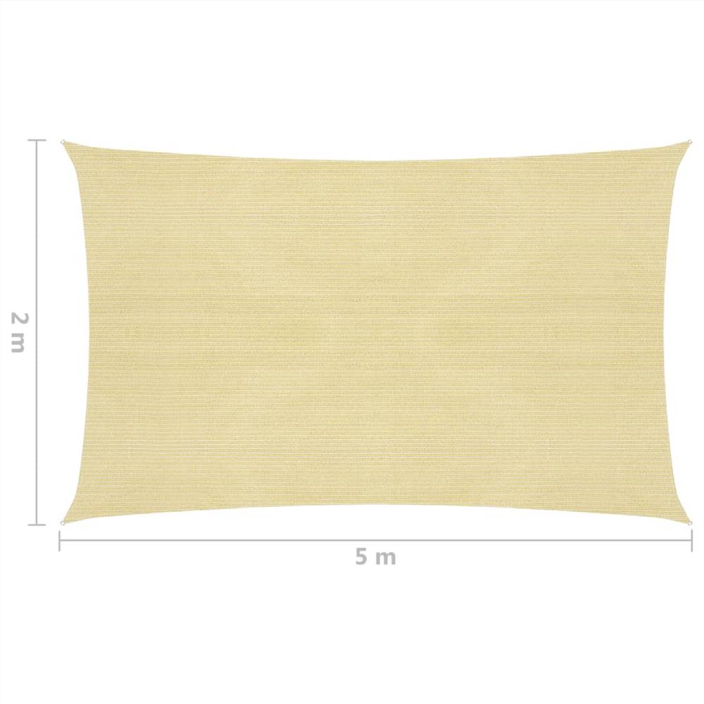 Sunshade Sail 160 g/m² Beige 2x5 m HDPE