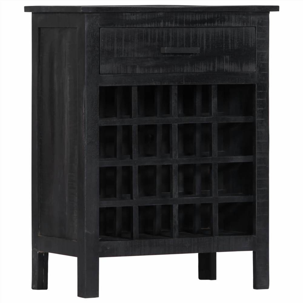 Wine Rack Black 56x35x75 cm Solid Mango Wood