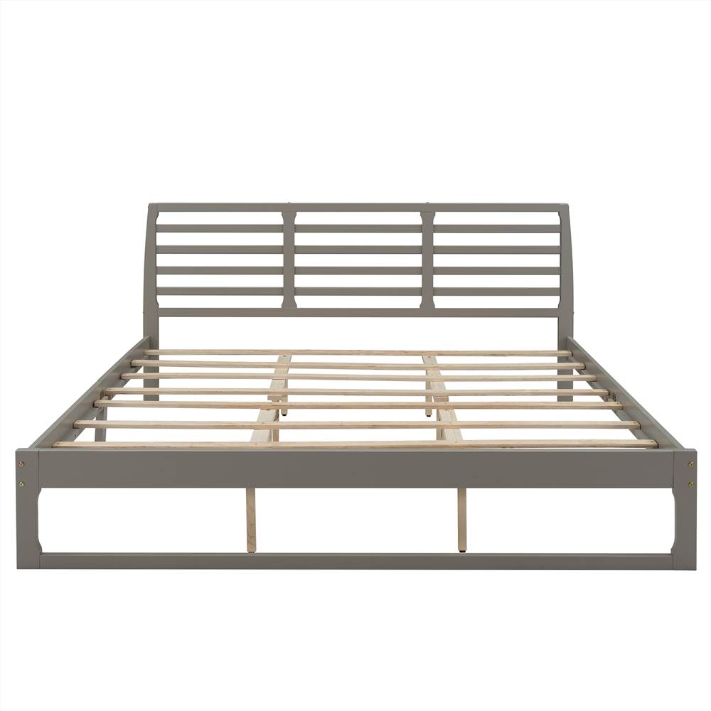King Size Wooden Bed Frame Simple Modern Design Gray