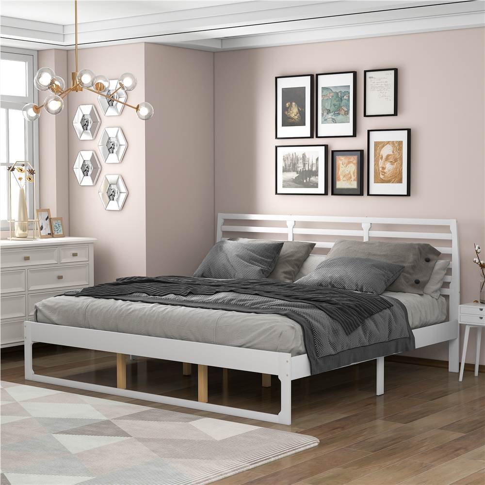 Wooden Bed Frame Simple Modern Design, King Size Wooden Bed Frame With Headboard