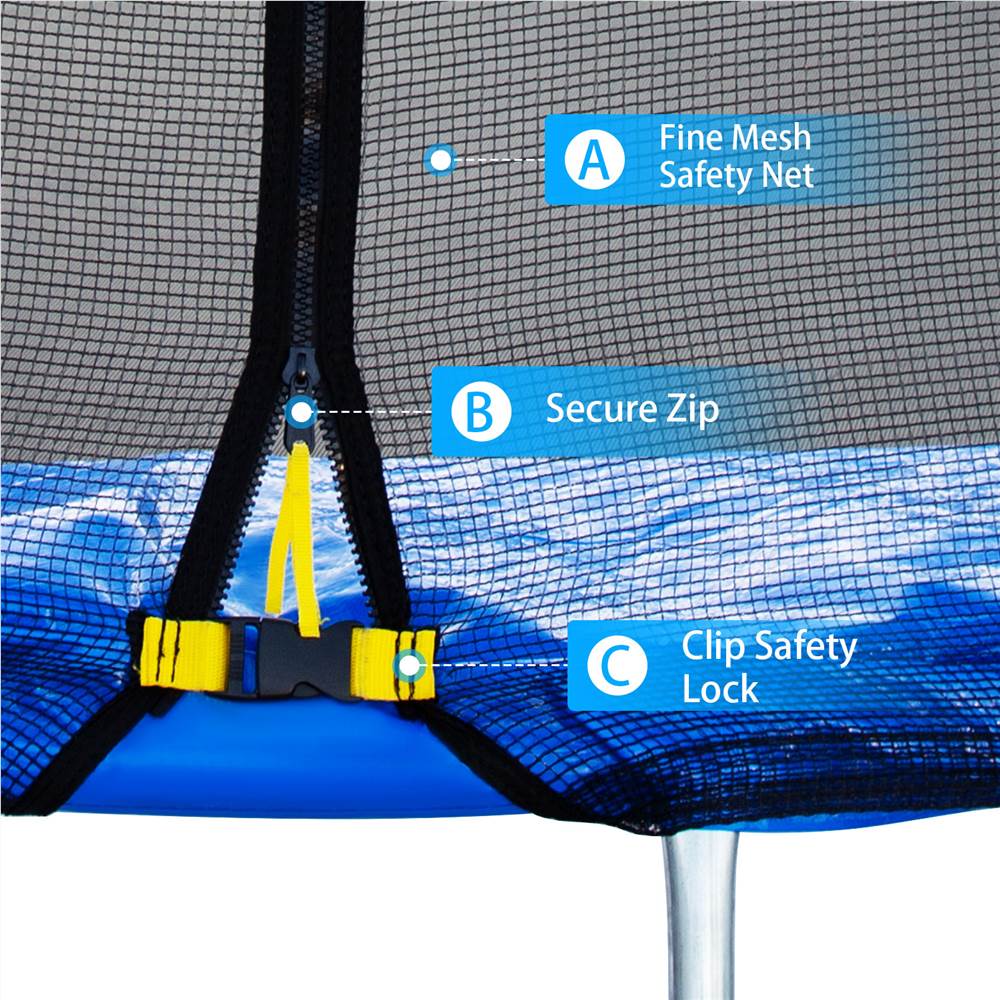 10FT Recreational Trampoline with Safe Enclosure Net, Waterproof Jumping Mat,Simple Ladder,Max Weight Capacity 661 LB for 3-4 Kids,Blue