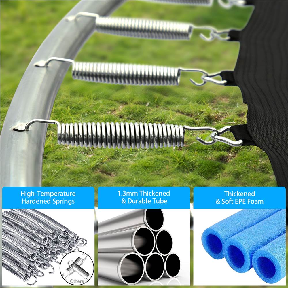 10FT Recreational Trampoline with Safe Enclosure Net, Waterproof Jumping Mat,Simple Ladder,Max Weight Capacity 661 LB for 3-4 Kids,Blue