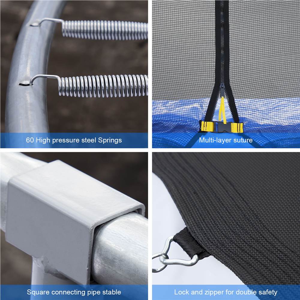 10FT Recreational Trampoline with Safe Enclosure Net, Waterproof Jumping Mat,Simple Ladder,Max Weight Capacity 661 LB for 3-4 Kids,Blue