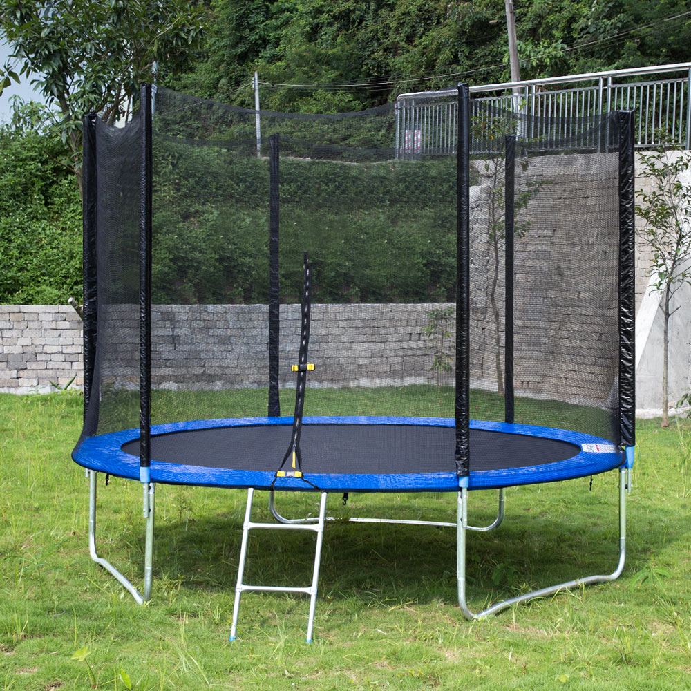 10FT Recreational Trampoline with Safe Enclosure Net, Waterproof Jumping Mat,Simple Ladder,Max Weight Capacity 661 LB for 3-4 Kids,Blue