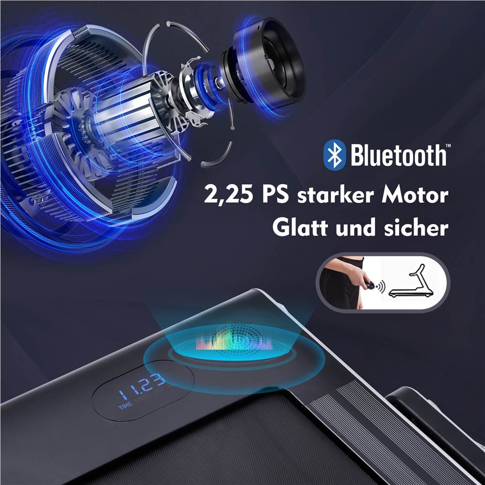 2,25 PS elektrisches Faltlaufband, 2-in-1-Laufmaschine mit Fernbedienung und LED-Anzeige, komplett zusammengebautes tragbares Laufband f&uuml;r Heim, B&uuml;ro und Fitnessstudio, Silber / Schwarz