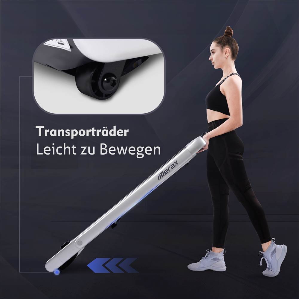 2,25 PS elektrisches Faltlaufband, 2-in-1-Laufmaschine mit Fernbedienung und LED-Anzeige, komplett zusammengebautes tragbares Laufband f&uuml;r Heim, B&uuml;ro und Fitnessstudio, Silber / Schwarz