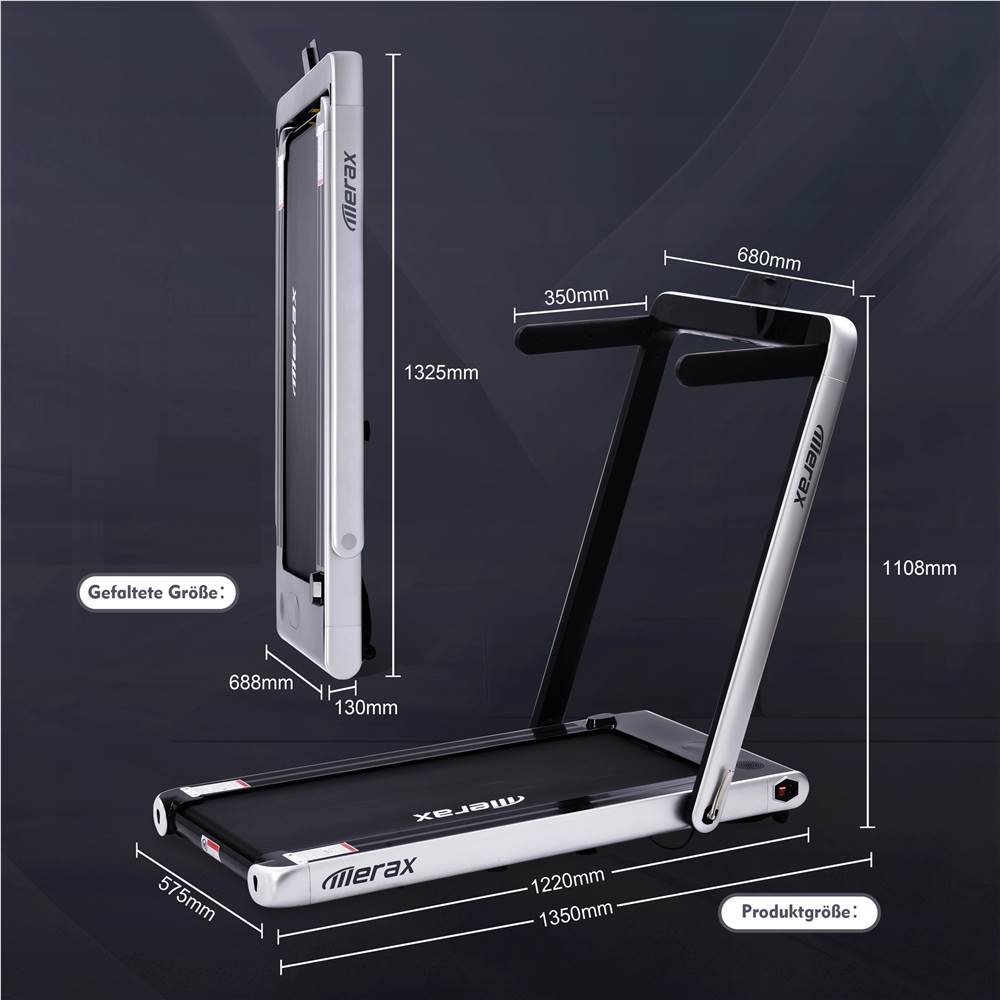 2,25 PS elektrisches Faltlaufband, 2-in-1-Laufmaschine mit Fernbedienung und LED-Anzeige, komplett zusammengebautes tragbares Laufband f&uuml;r Heim, B&uuml;ro und Fitnessstudio, Silber / Schwarz
