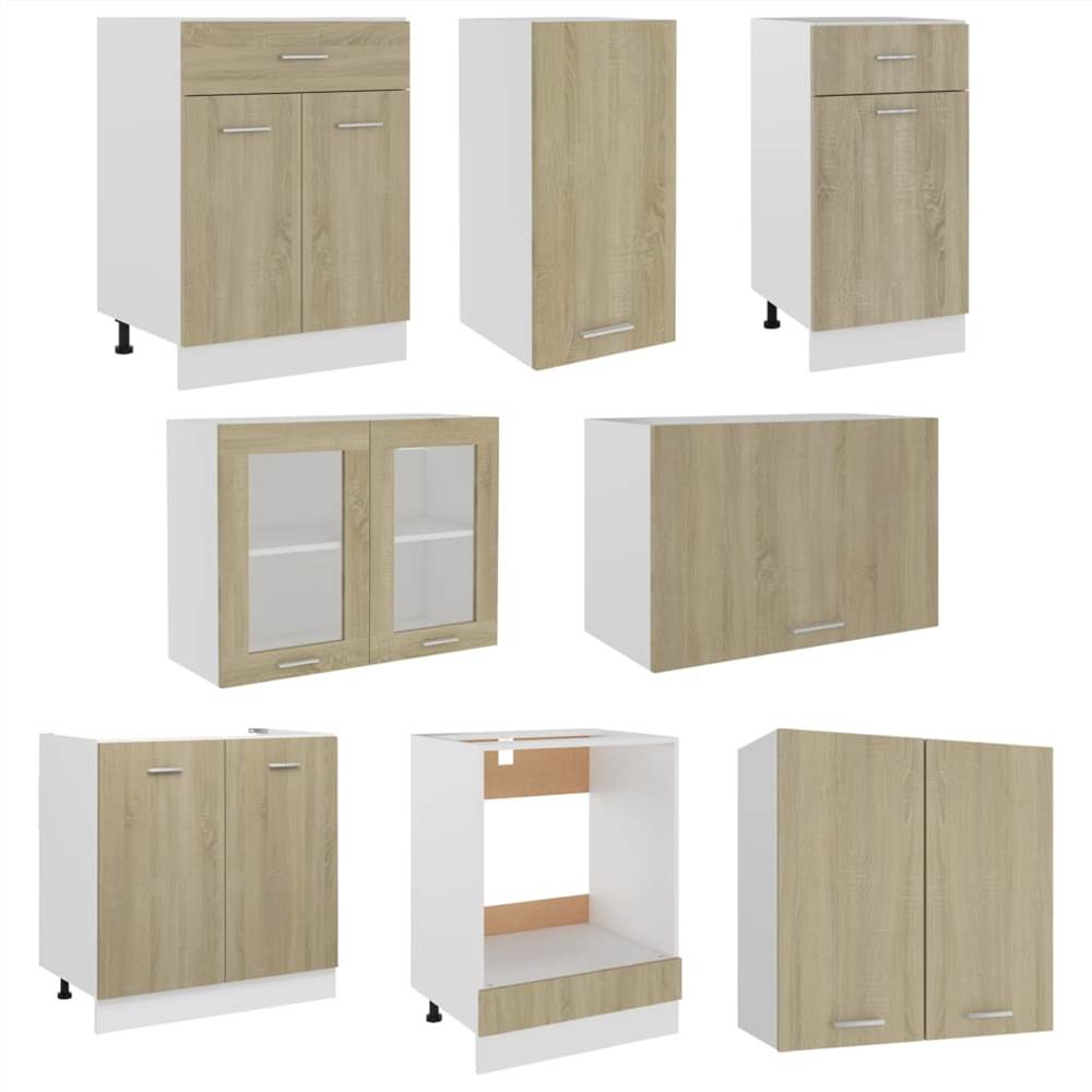 8 Piece Kitchen Cabinet Set Sonoma Oak Chipboard