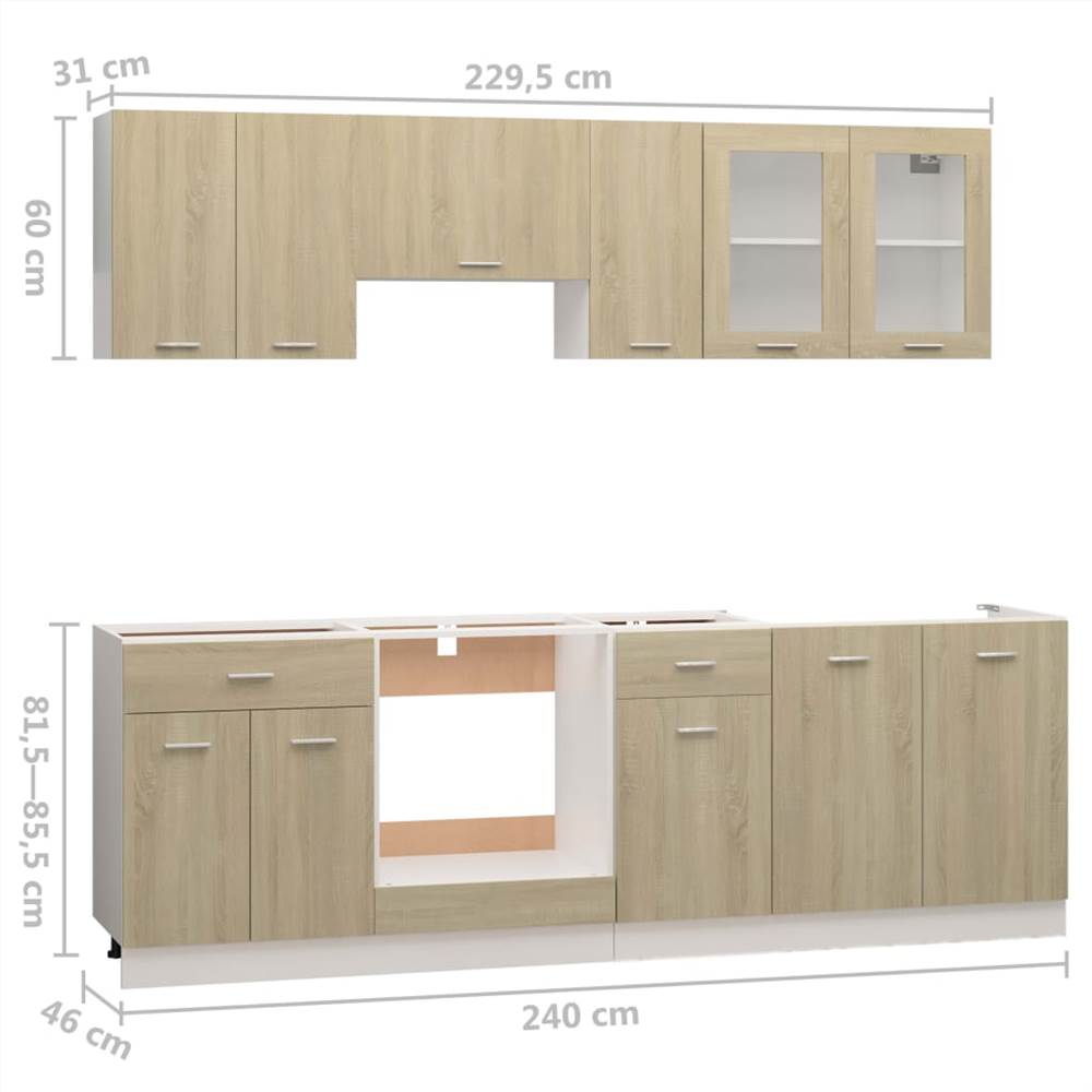 8 Piece Kitchen Cabinet Set Sonoma Oak Chipboard