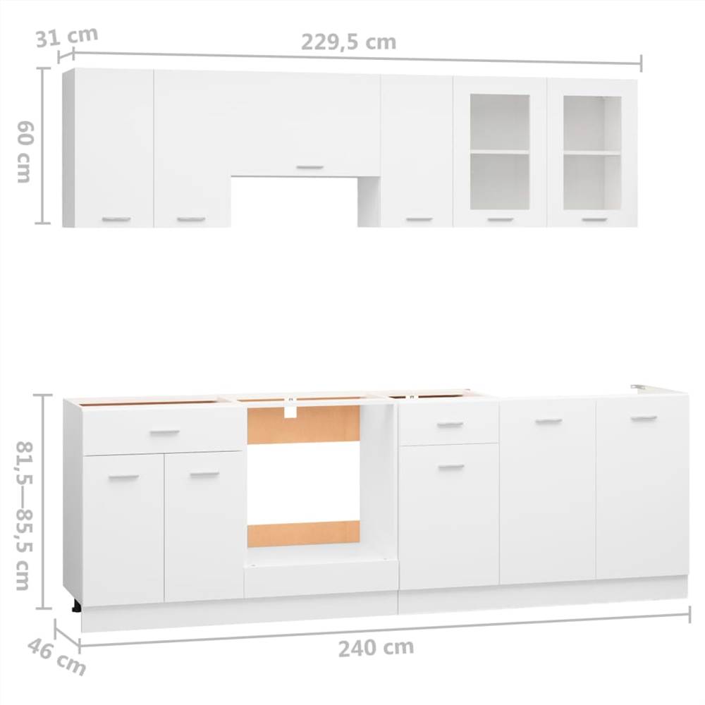 8 Piece Kitchen Cabinet Set White Chipboard