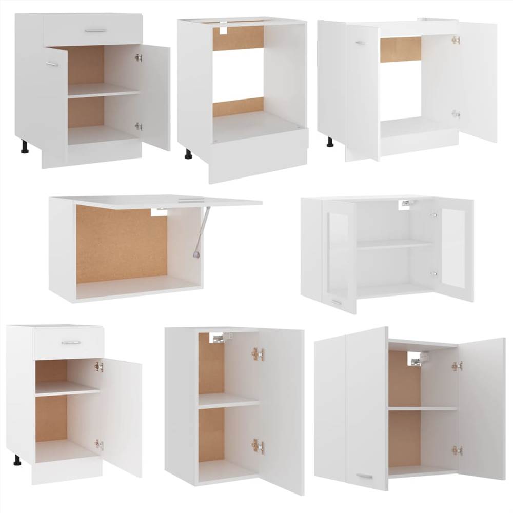 8 Piece Kitchen Cabinet Set White Chipboard