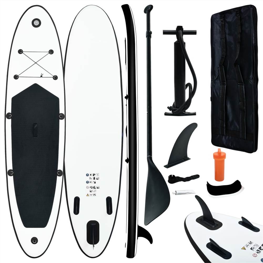 Stand Up Paddleboard gonfiabile in bianco e nero