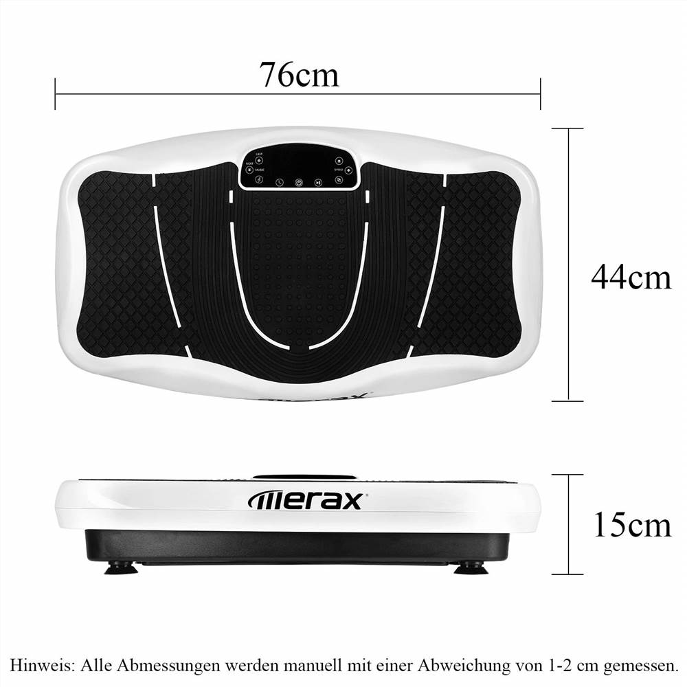 Vibrationsplatte Vibrationstrainer Profi, 2D Wipp Vibration + Bluetooth inkl. Lautsprecher, Extra gro&szlig;e Fl&auml;che & Kraftvoller Motor & Trainingsb&auml;nder & Fernbedienung im Fitnessger&auml;t (Wei&szlig;)