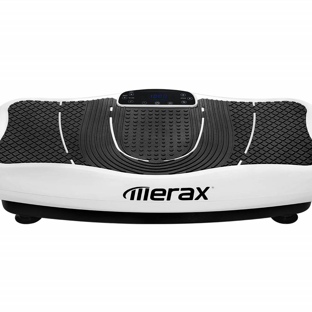 Vibrationsplatte Vibrationstrainer Profi, 2D Wipp Vibration + Bluetooth inkl. Lautsprecher, Extra gro&szlig;e Fl&auml;che & Kraftvoller Motor & Trainingsb&auml;nder & Fernbedienung im Fitnessger&auml;t (Wei&szlig;)