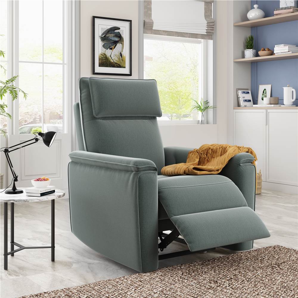 

Orisfur Microfiber Upholstered Recliner Solid Wood Frame with Backrests and Armrests for Bedroom, Living Room, Office - Green