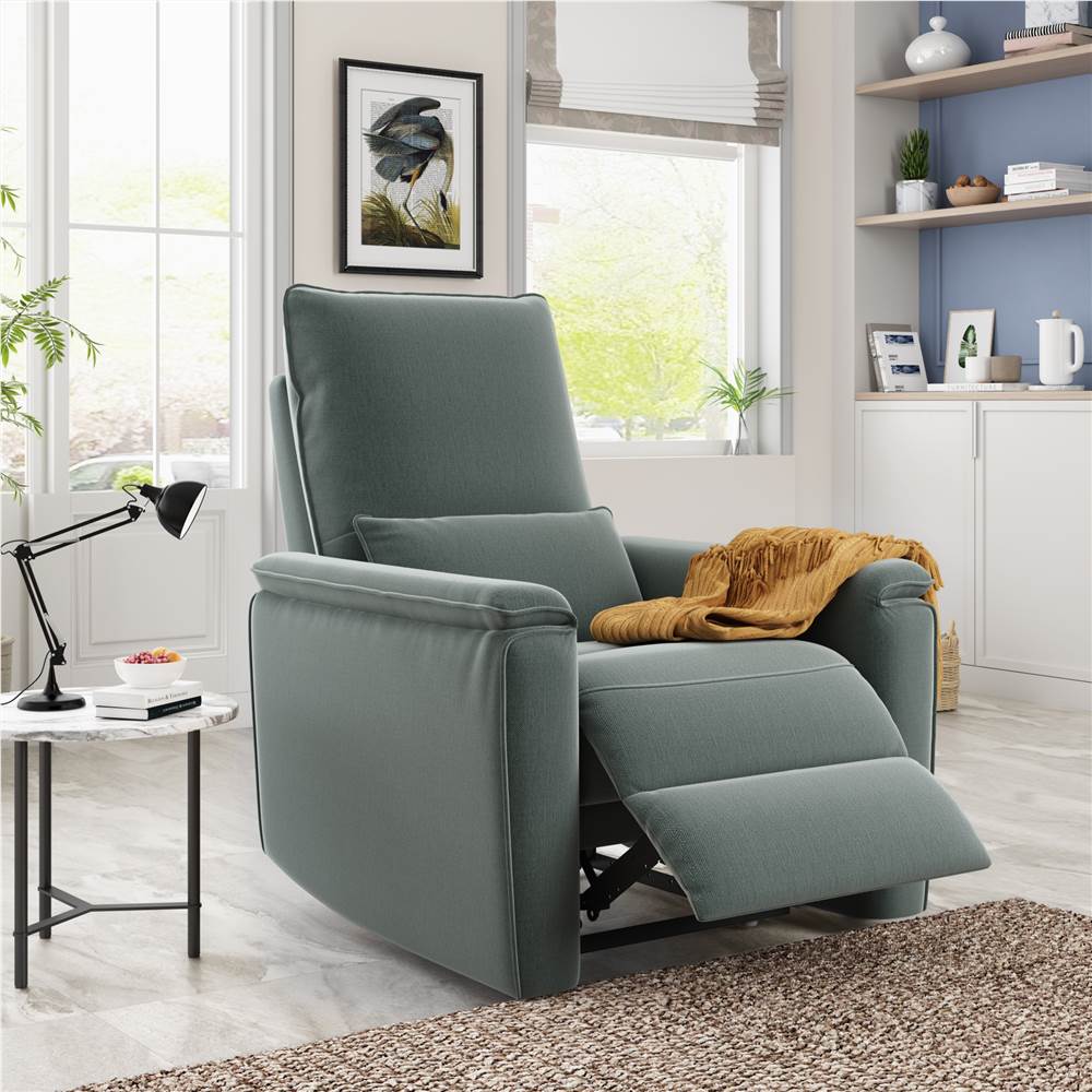 

Orisfur Microfiber Upholstered Recliner Solid Wood Frame with Backrests and Armrests for Bedroom, Living Room, Office - Green