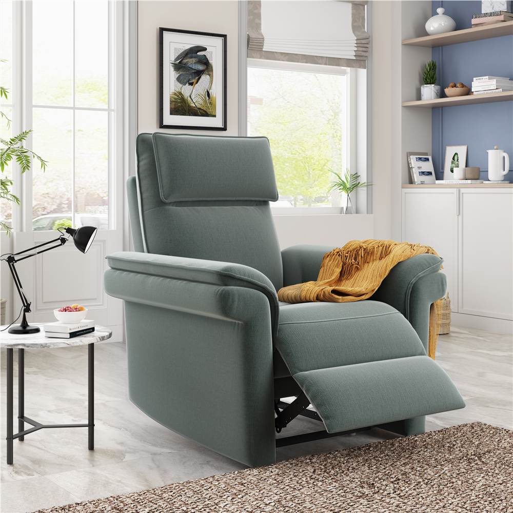 

Orisfur Microfiber Upholstered Recliner Solid Wood Frame with Backrests and Armrests for Bedroom, Living Room, Office - Green