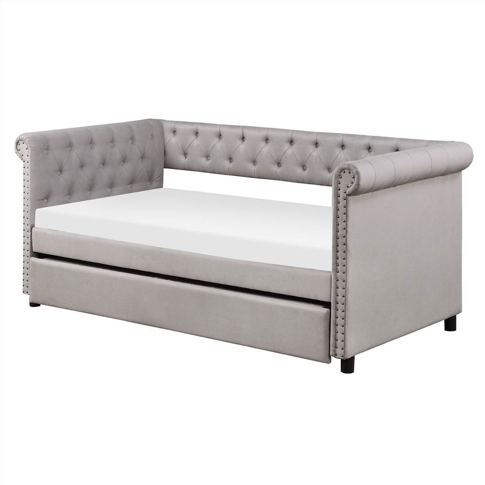 TOPMAX Twin Size Upholstered Tufted Sofa Bed Gray