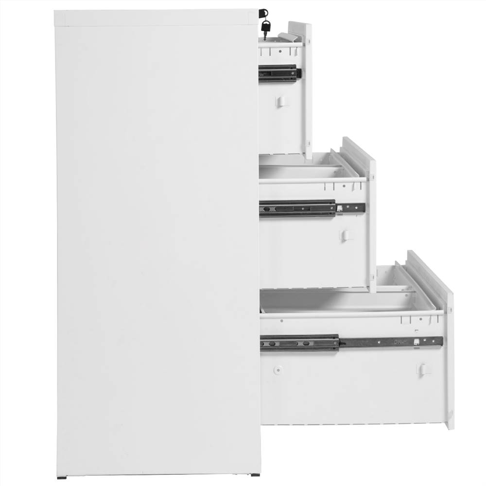 TREXM Metal File with 3 Drawers White