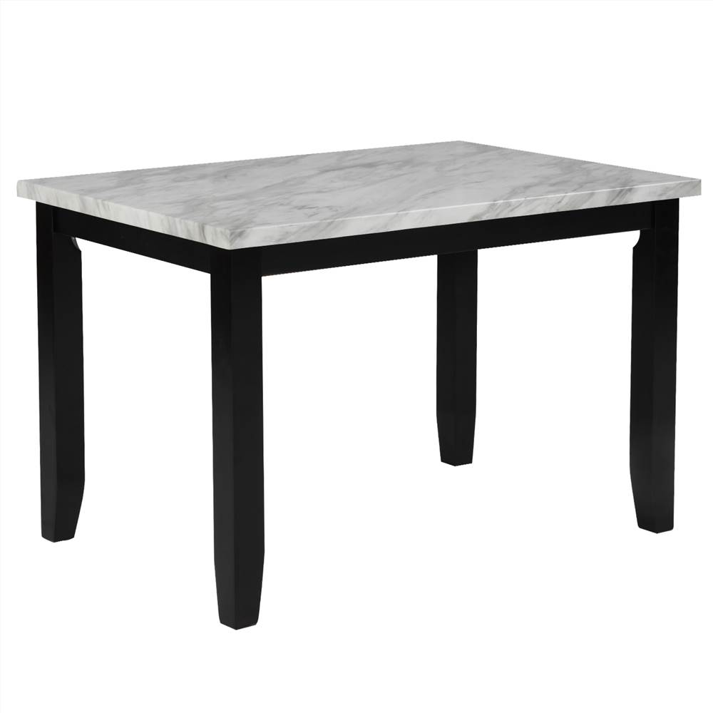 TREXM 5 Pieces Faux Marble Dining Table Set with 4 Chairs Beige