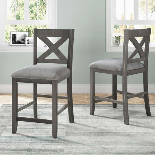 

TOPMAX Counter Height Wooden Dining Chair Set of 2 - Gray