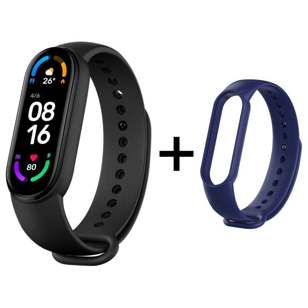 

Xiaomi Mi Band 6 Smart Bracelet Heart Rate Oximetry Monitor 1.56 inch Screen Bluetooth 5.0 50 Meters Water Resistance 30 Sports Modes CN Version + Blue Replacement Strap