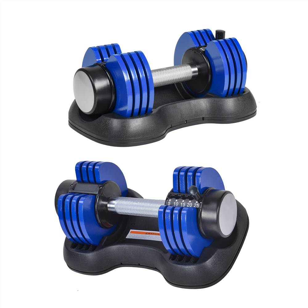 

Fitness Dumbbell Sets Each With A 25-Pound Quick Adjustment And Weight Board Uses The Connecting Rod As A Barbell Exercise Two Note Blue