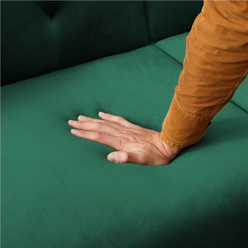 

FUTON SOFA SLEEPER GREEN VELVET WITH 2 PILLOWS