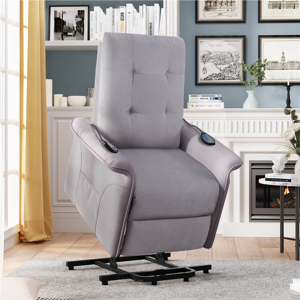 Orisfur Polyester Fabric Elderly Massage Lift Recliner with Remote Control for Office, Home Theater, Living Room - Grey