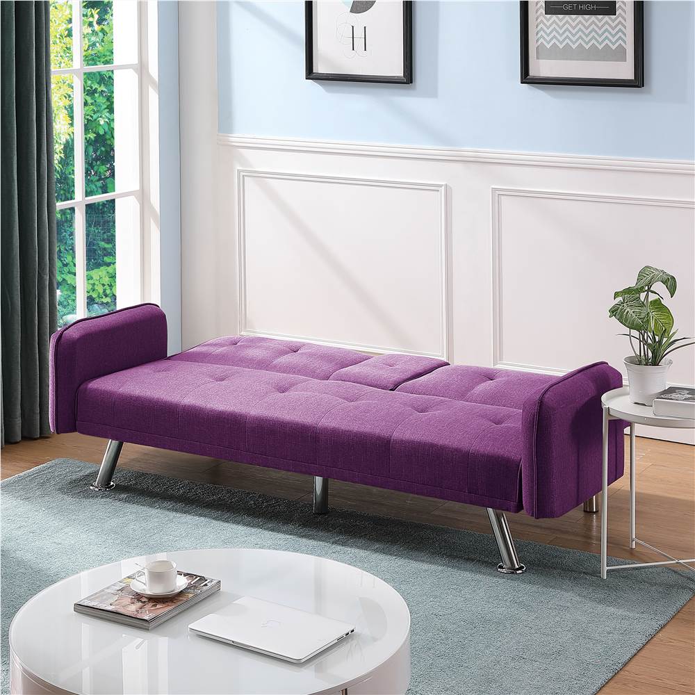 Twin Size 2seat Polyester Fabric Sofa Bed Purple