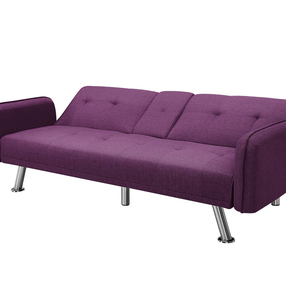 Twin Size 2seat Polyester Fabric Sofa Bed Purple
