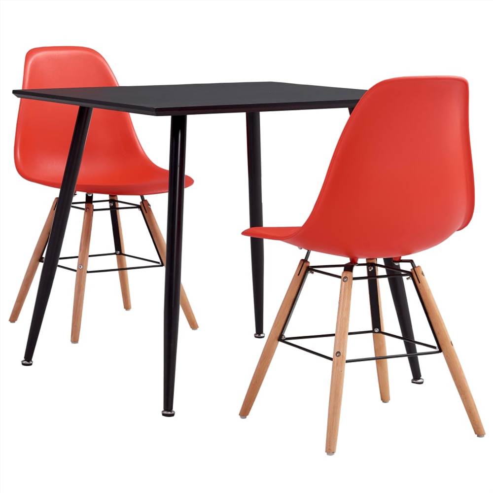 

3 Piece Dining Set Plastic Red