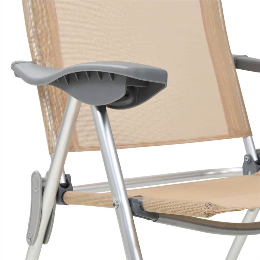 44306 Folding Camping Chairs 2 pcs Cream Aluminium 21 44306 Folding Camping Chairs 2 pcs Cream Aluminium