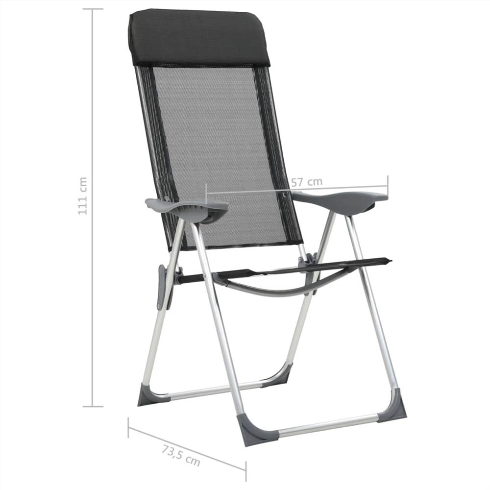 44308  Folding Camping Chairs 4 pcs Black Aluminium
