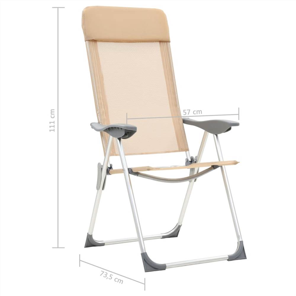 44309  Folding Camping Chairs 4 pcs Cream Aluminium