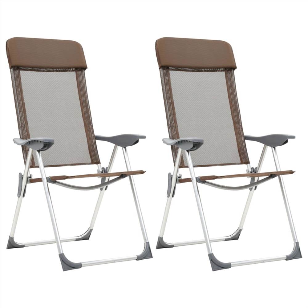 

44310 Folding Camping Chairs 2 pcs Brown Aluminium