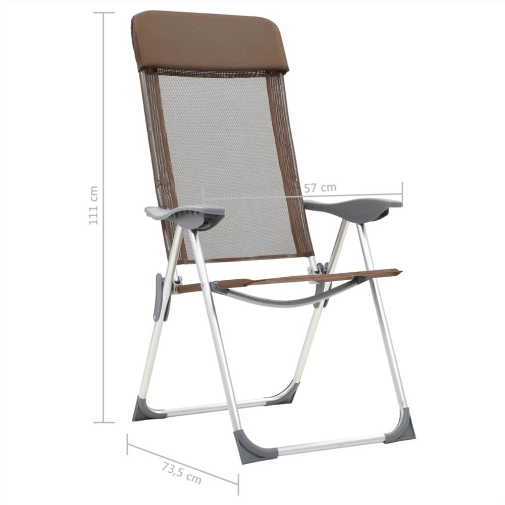 44310  Folding Camping Chairs 2 pcs Brown Aluminium