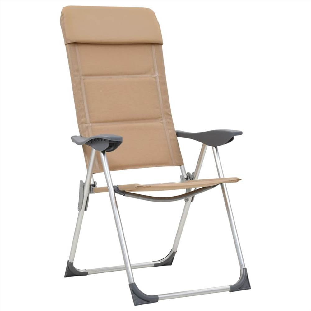 44314  Camping Chairs 2 pcs Cream 58x69x111 cm Aluminium