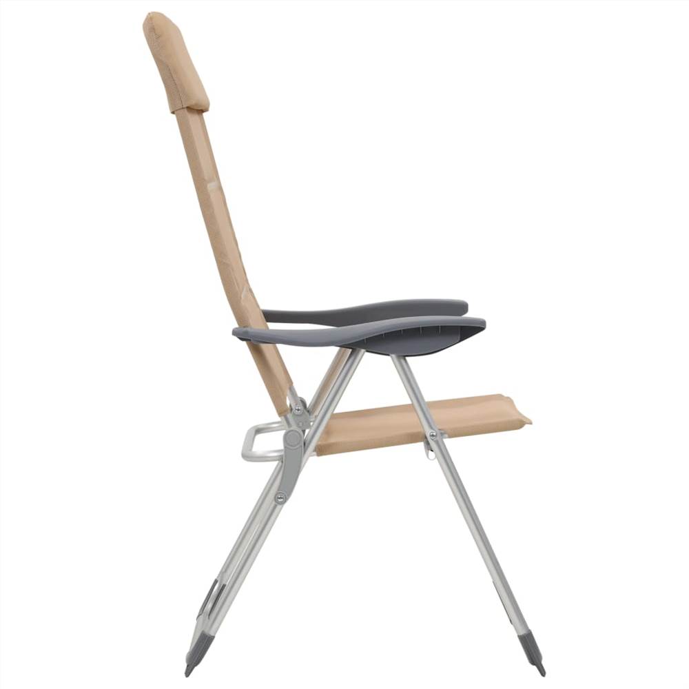 44314  Camping Chairs 2 pcs Cream 58x69x111 cm Aluminium