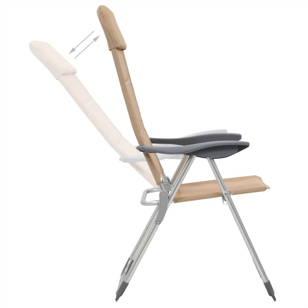 44314  Camping Chairs 2 pcs Cream 58x69x111 cm Aluminium