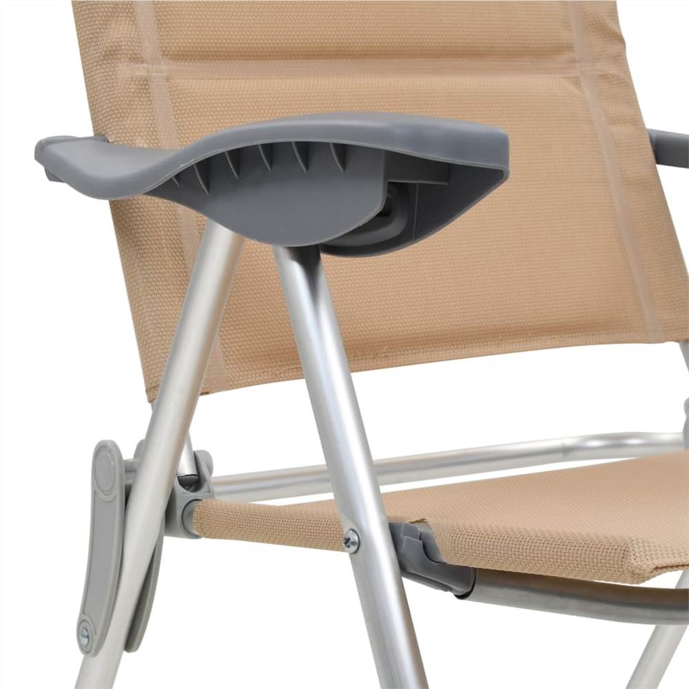 44314  Camping Chairs 2 pcs Cream 58x69x111 cm Aluminium