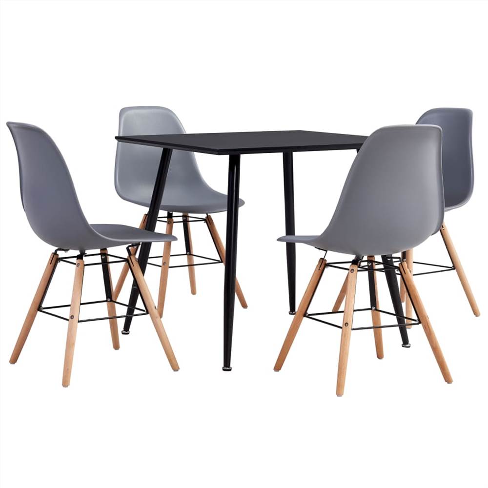 

5 Piece Dining Set Plastic Grey