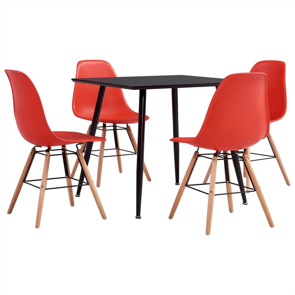 

5 Piece Dining Set Plastic Red