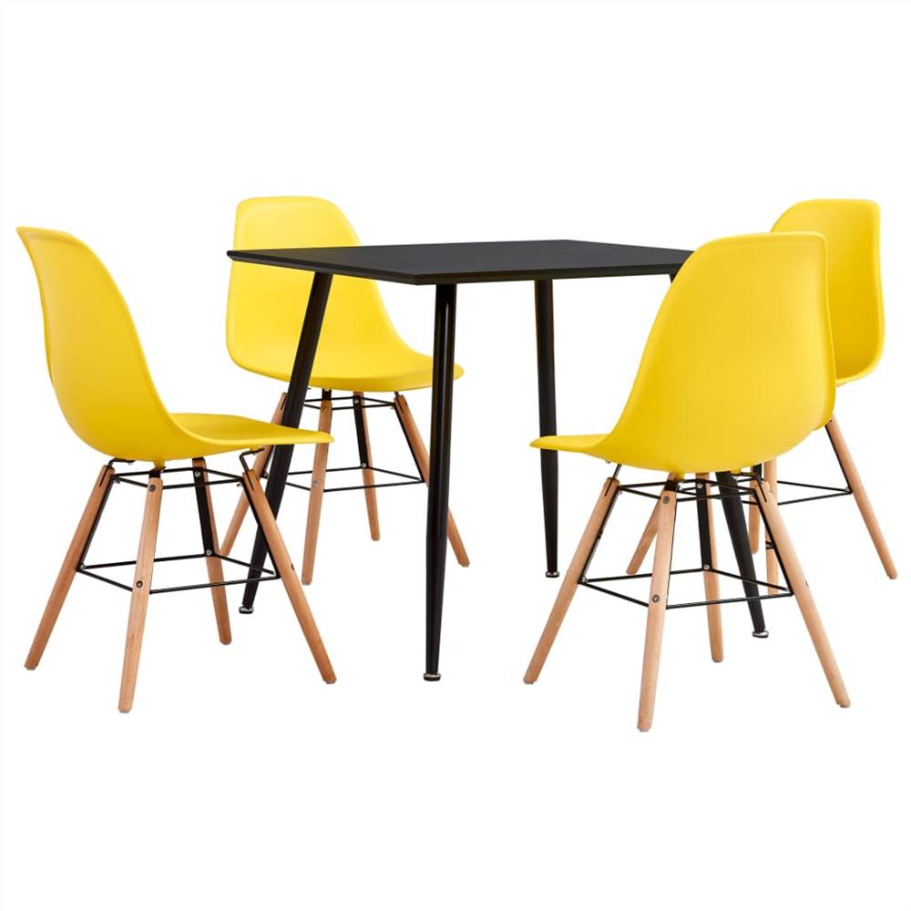 

5 Piece Dining Set Plastic Yellow