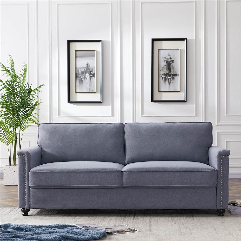

3-Seat Polyester Fabric Upholstered Sofa Set with Armrests and Backrest for Living Room, Bedroom, Office, Apartment - Gray