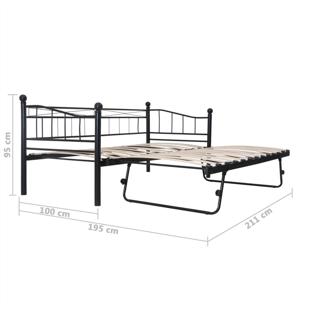 Bed Frame Black Steel 180x200/90x200 cm